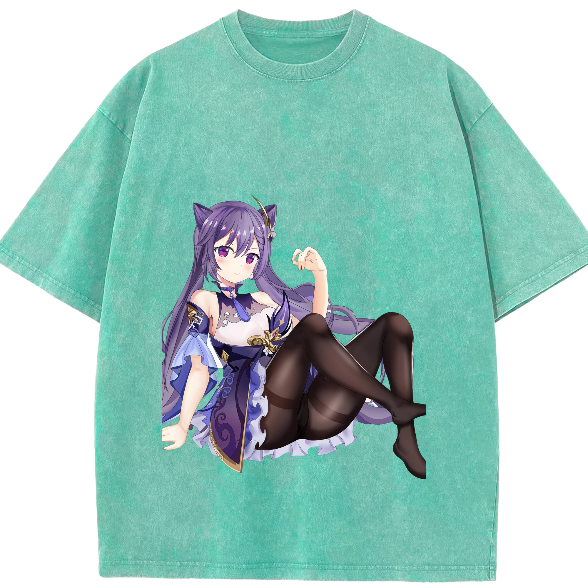 げんし神 刻晴 こくせい genshin Kokusei 綿100% ヴィンテージ風 半袖Tシャツ（フロントプリント）